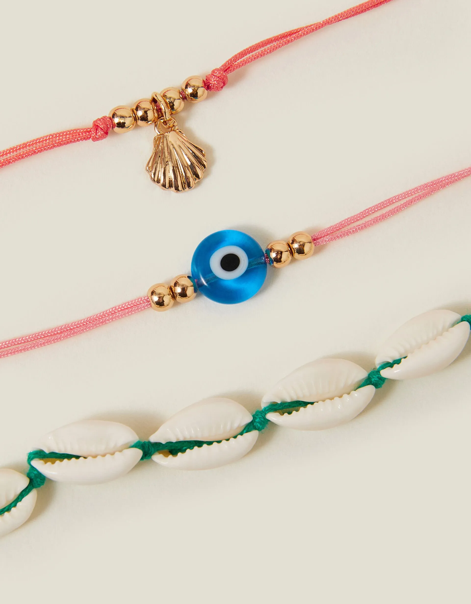 3-Pack Shell Cord Anklets