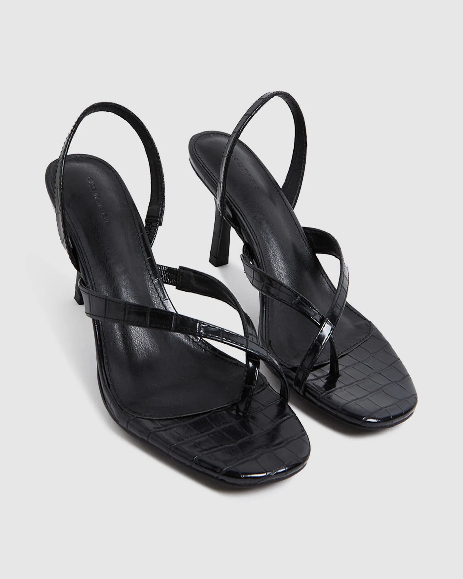 Alice In The Eve Lyla Toe Loop Mock Croc Heels Black