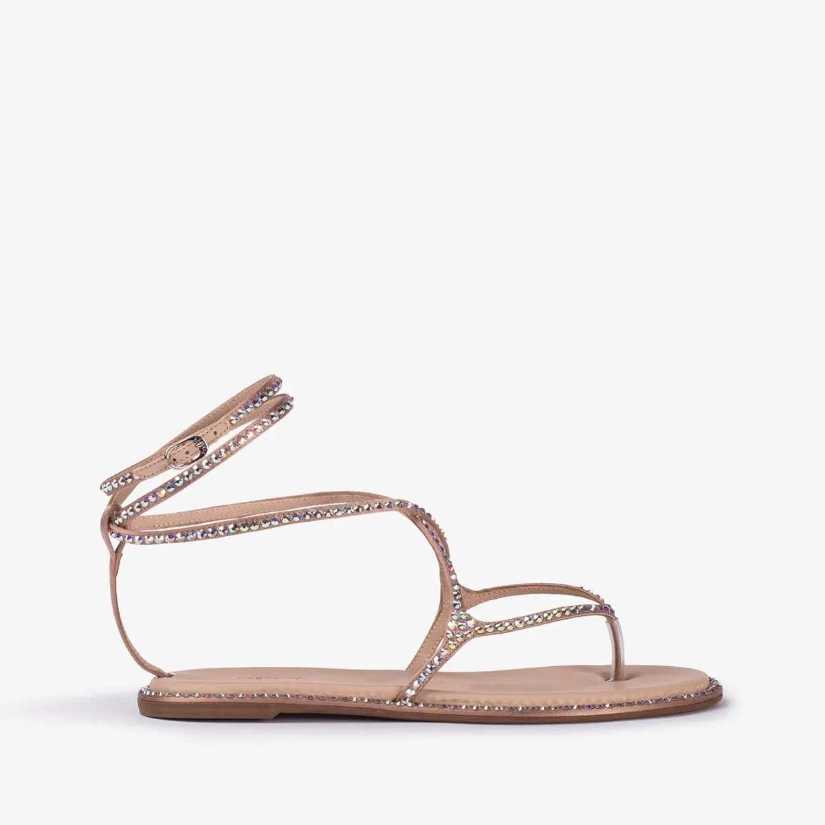BELEN SANDAL Phard nude satin sandal with Crystals