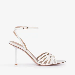BELLA SANDAL 80 mm Paper white patent leather sandal