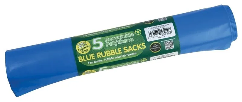 Garland 5x Recyclable Rubble Sacks Blue 35ltr - [GRL-W3210]