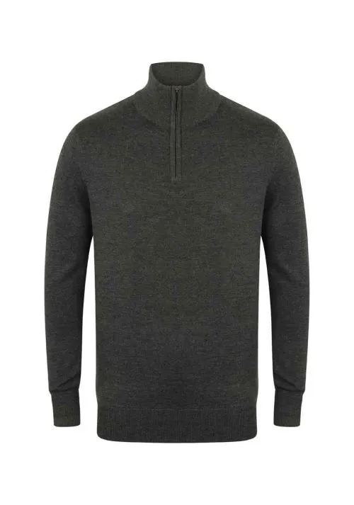 Henbury Zip Neck Sweater