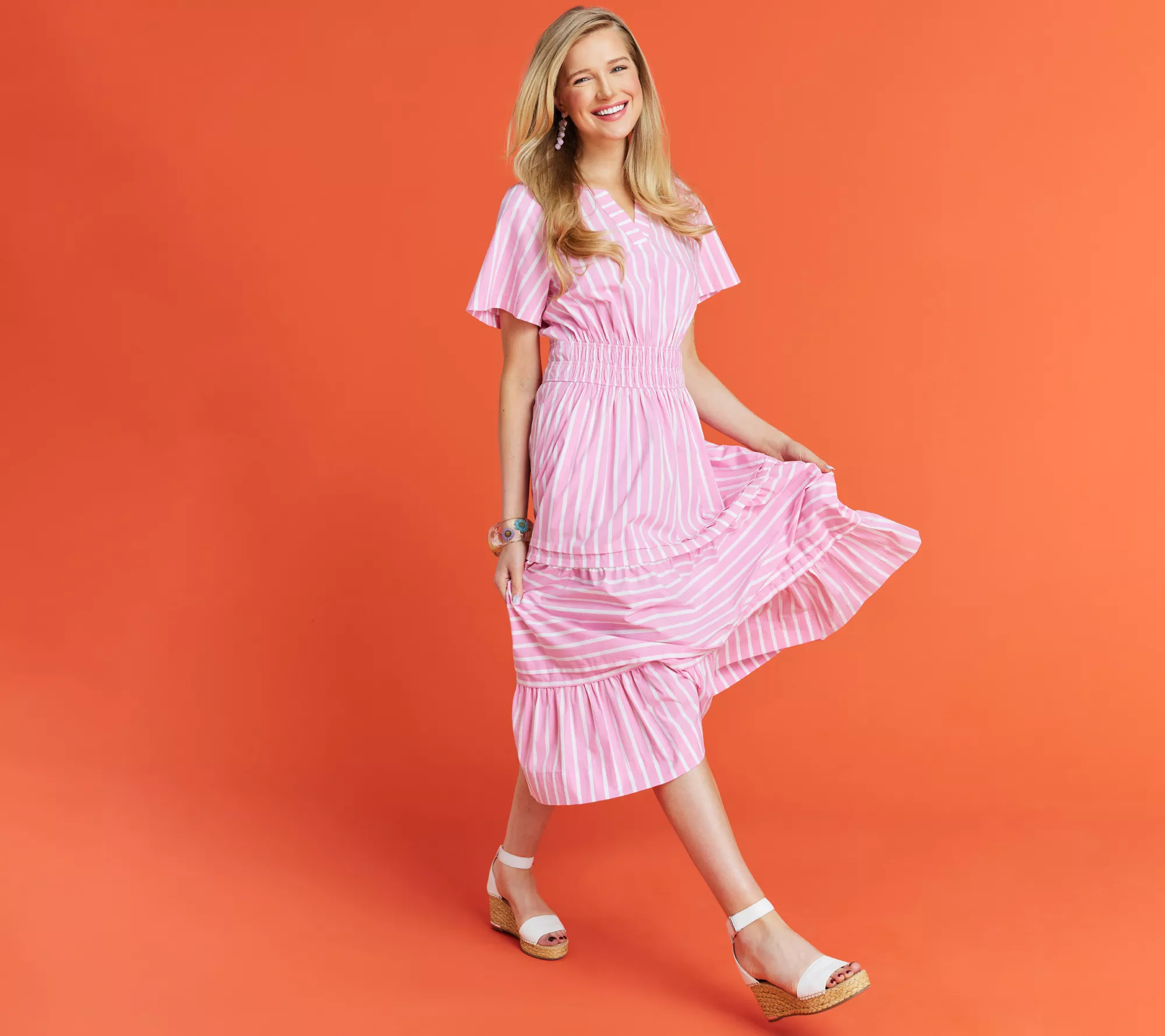 Isaac Mizrahi Live! Petite Yarn Dye Stripe Poplin Maxi Dress