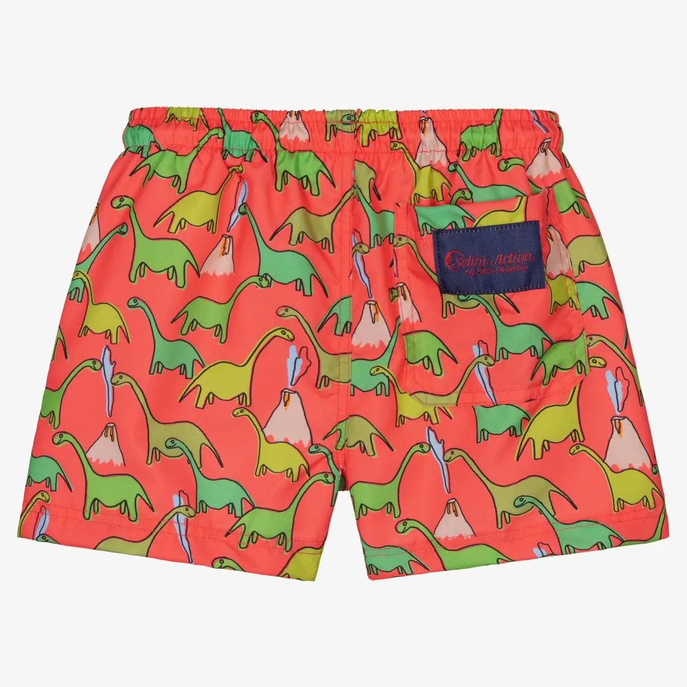 Orange Dinosaur Swim Shorts