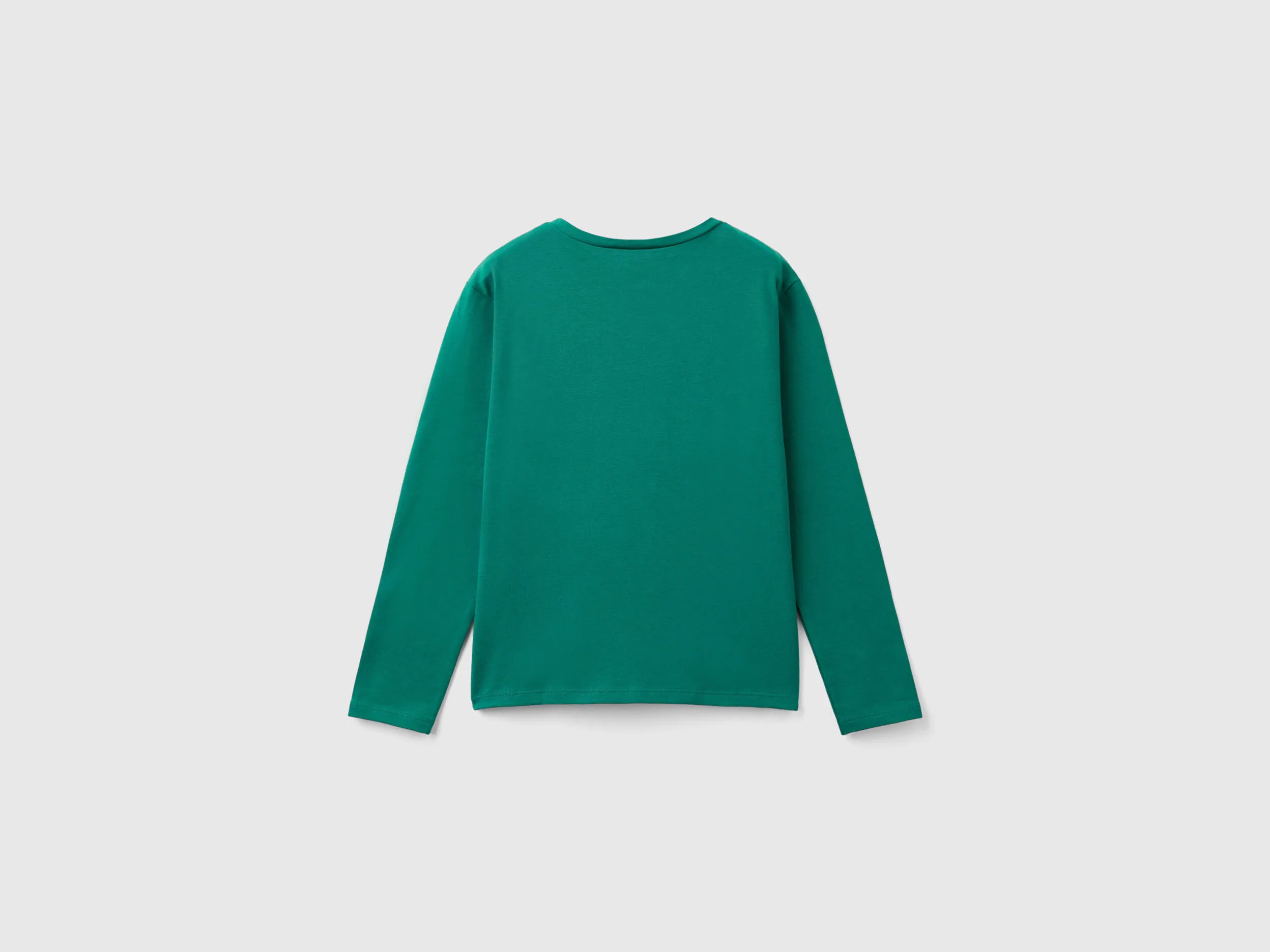 T-shirt with cut-out hearts - Dark Green | Benetton