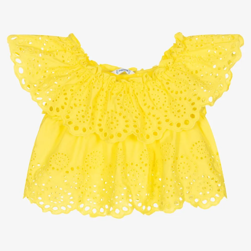 Yellow Broderie Anglaise Blouse